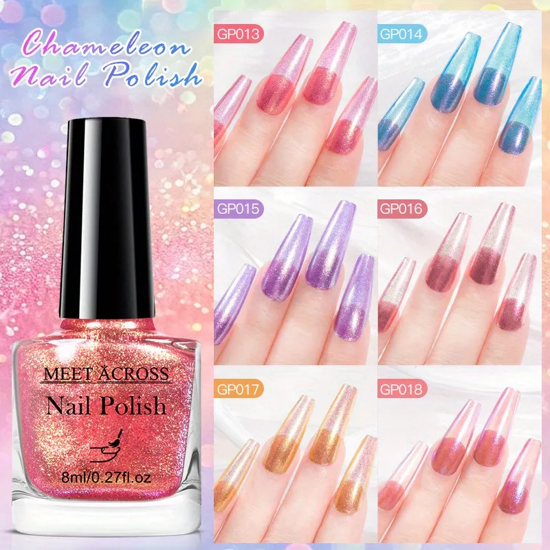 6-Piece Dream Color Chameleon Nail Polish Set – Quick-Dry Chrome Varnish