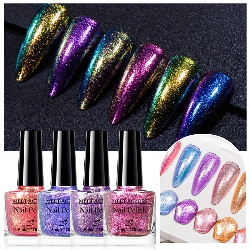 6-Piece Dream Color Chameleon Nail Polish Set – Quick-Dry Chrome Varnish