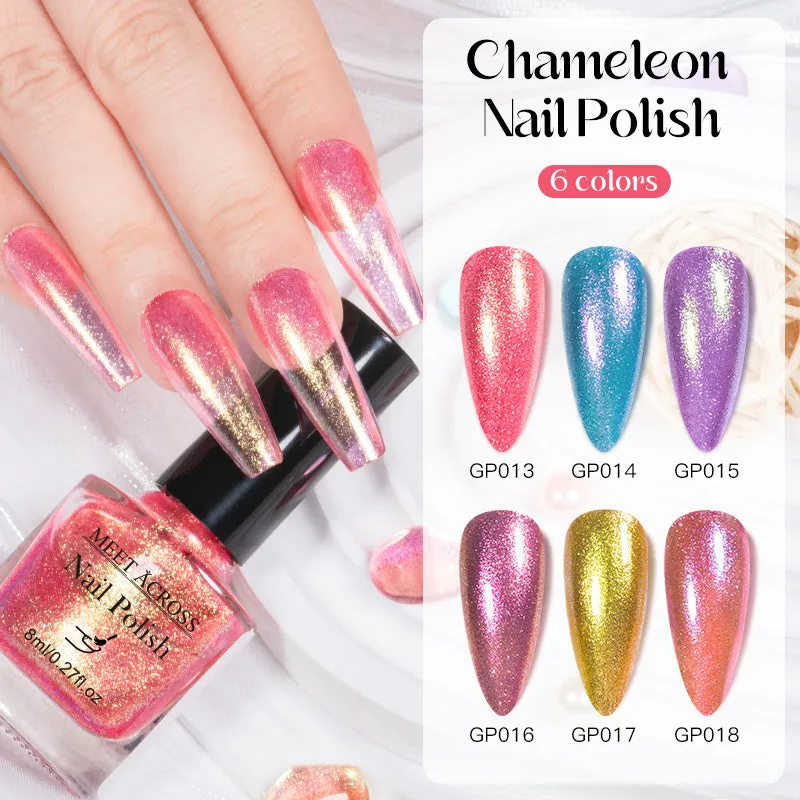 6-Piece Dream Color Chameleon Nail Polish Set – Quick-Dry Chrome Varnish