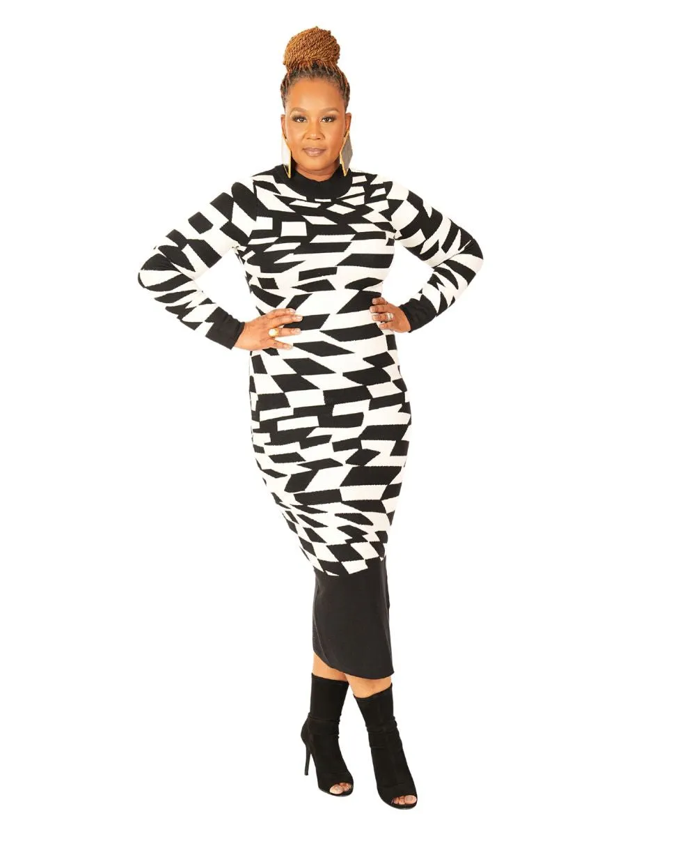 Abstract Midi Knit Dress