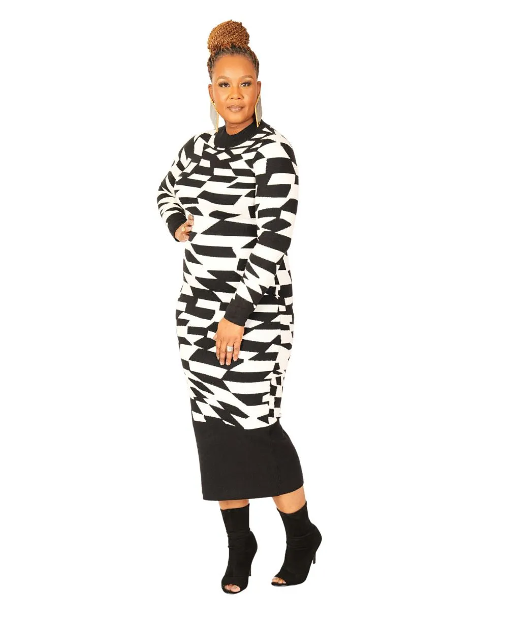 Abstract Midi Knit Dress