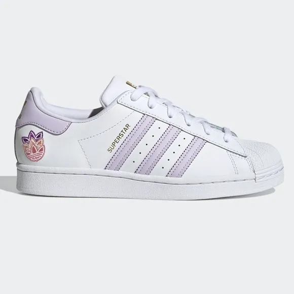 Adidas Superstar Sneakers Trefoil Cloud White Purple Tint Gold Matte Mens 11