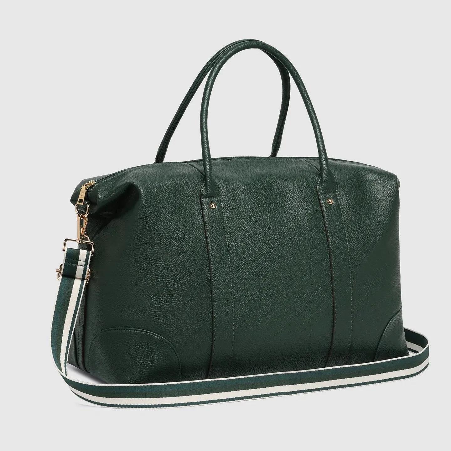 Alexis Stripe Weekender Travel Bag - Forest Green Stripe
