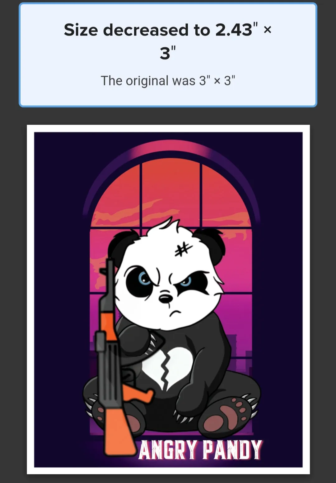 Angery Pandy with AK, Diecut Stickers