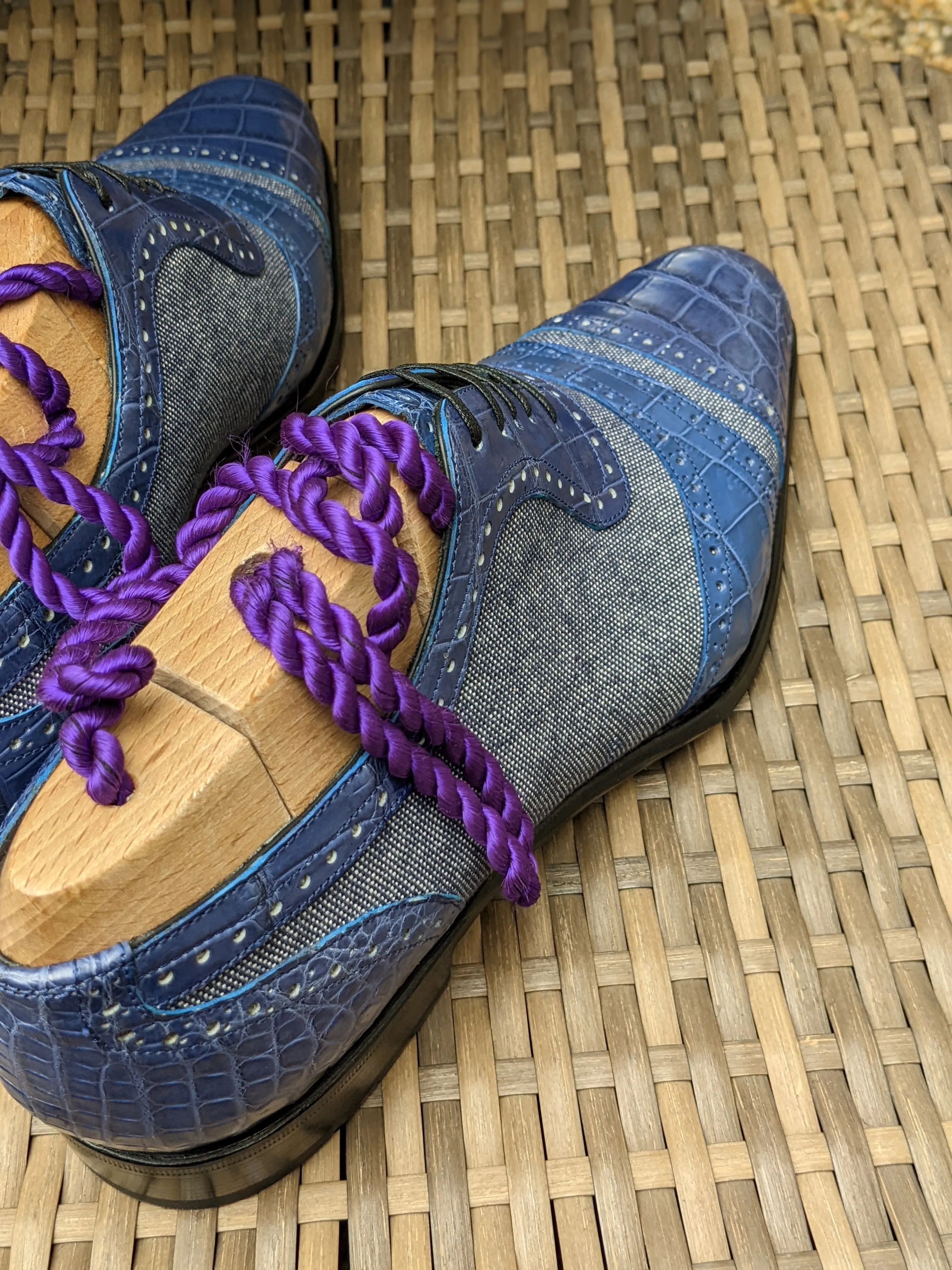 Ascot Como - Blue Crocodile & Denim Canvas
