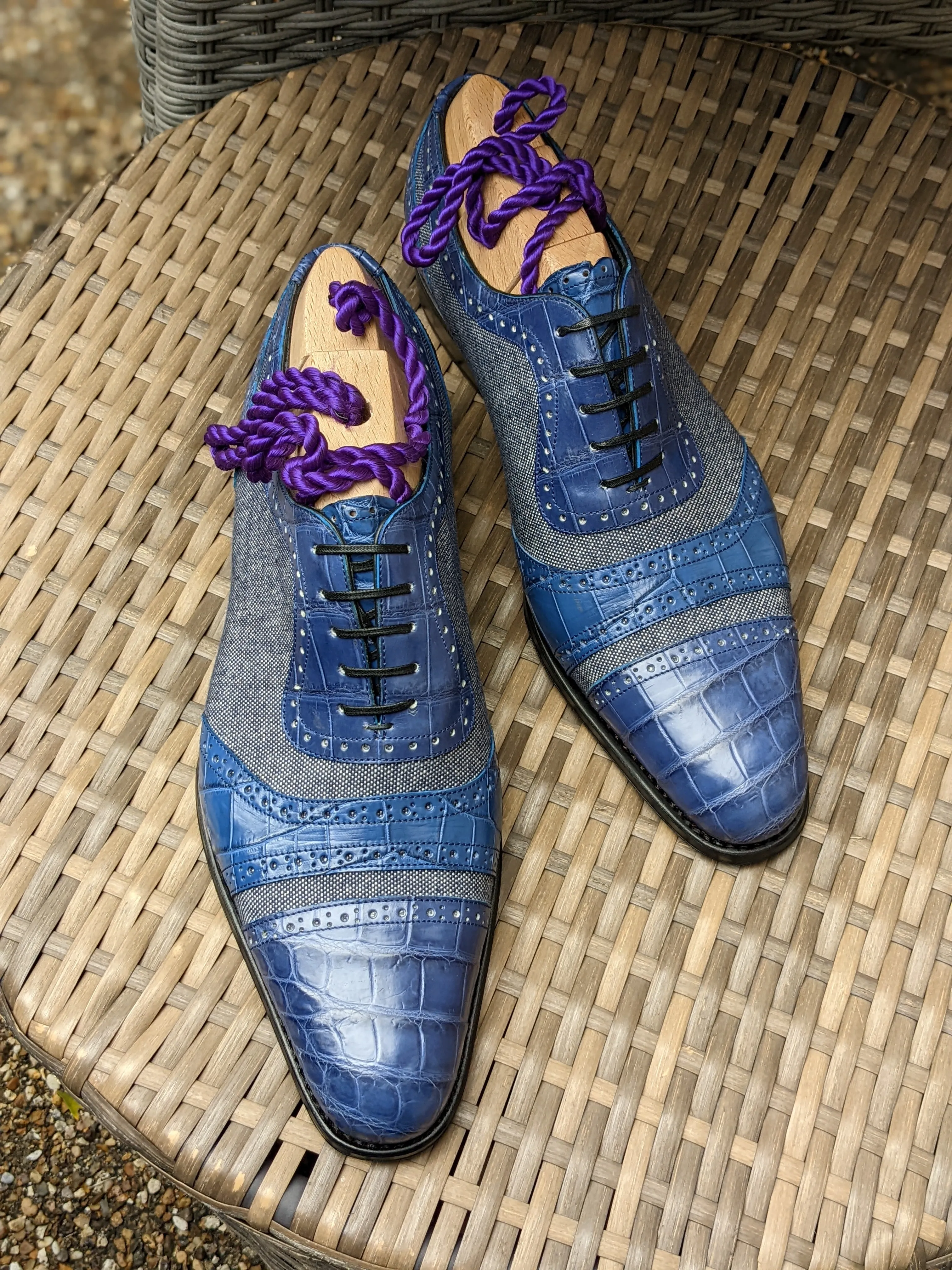 Ascot Como - Blue Crocodile & Denim Canvas