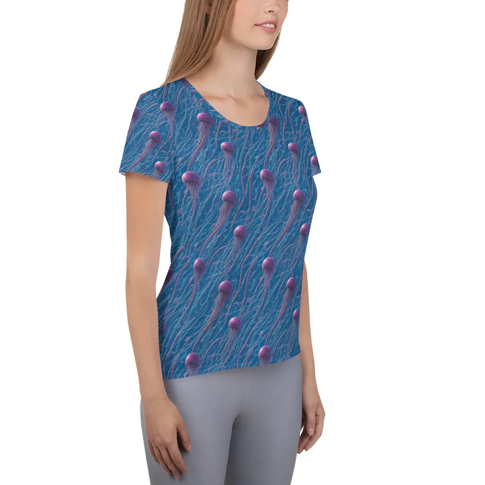 Athletic T-shirt - Blue and Violet Jellyfishes