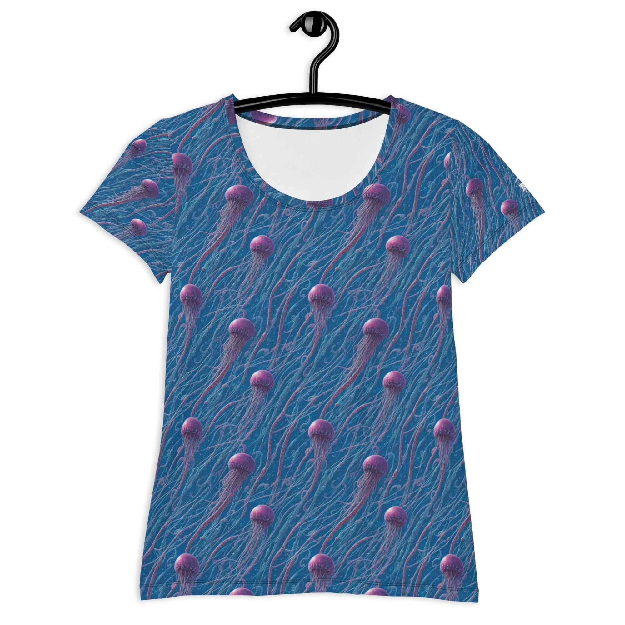 Athletic T-shirt - Blue and Violet Jellyfishes