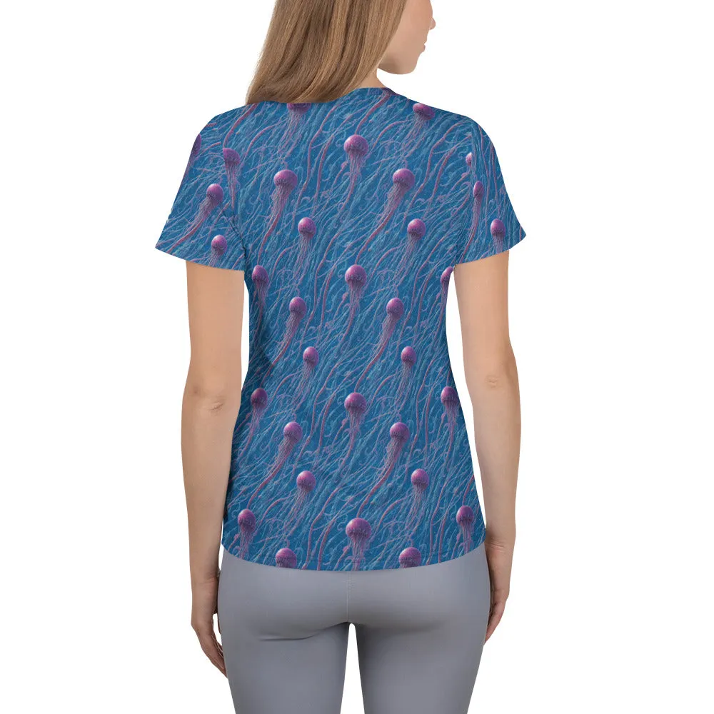 Athletic T-shirt - Blue and Violet Jellyfishes