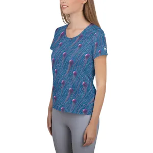 Athletic T-shirt - Blue and Violet Jellyfishes