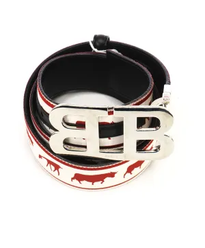 BALLY - 100/40 Mirror "B M.Ar Gurc" Buckle LOGO "Cow" Strap Belt -  40W (100)