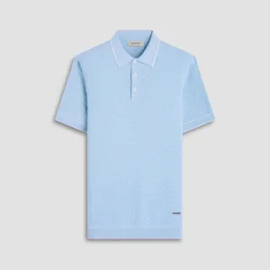 Basket Stitch Three Button Polo Sweater