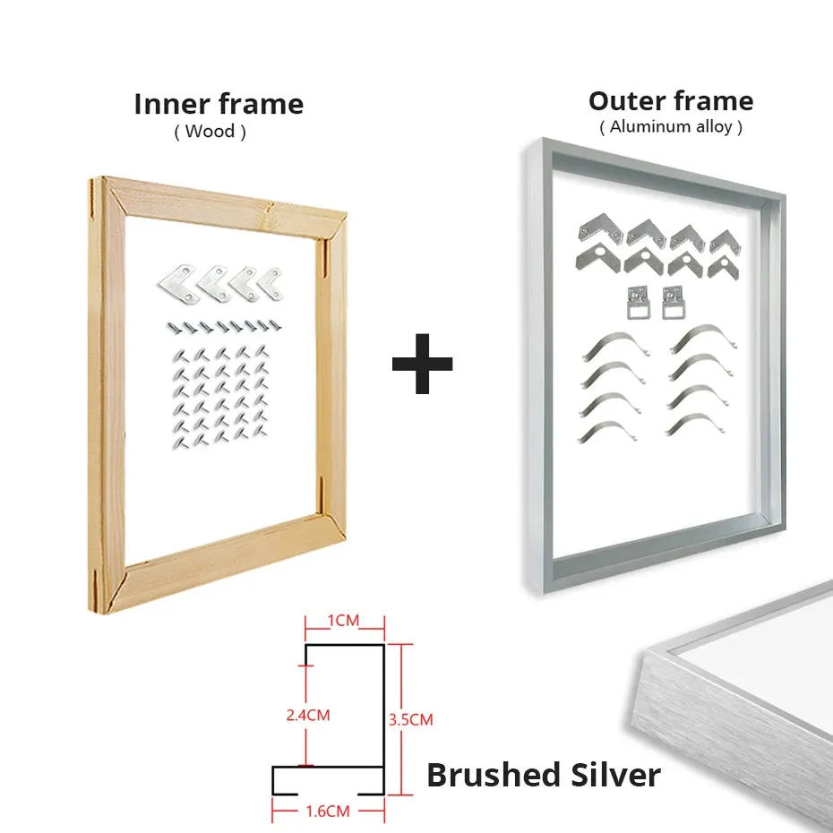 Black & Gold Metal Aluminum Canvas Frame - Ideal for Oil Paintings