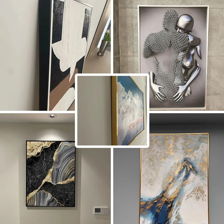 Black & Gold Metal Aluminum Canvas Frame - Ideal for Oil Paintings