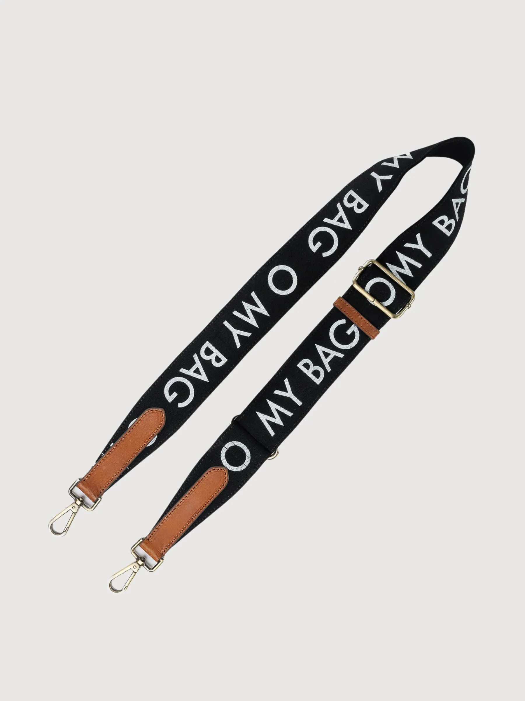 Black Canvas Logo Strap Cognac Classic Leather | O my Bag