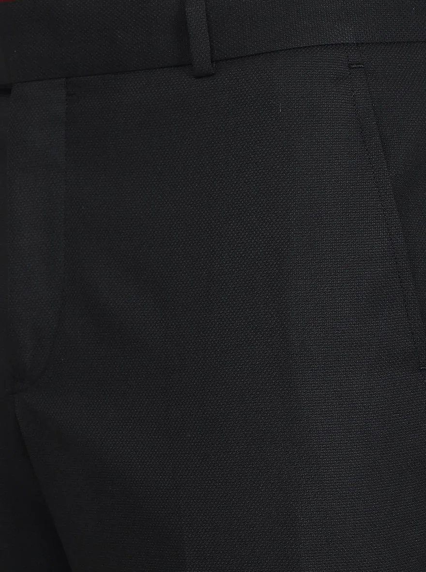 Black Solid Slim Fit Formal Trouser | Greenfibre