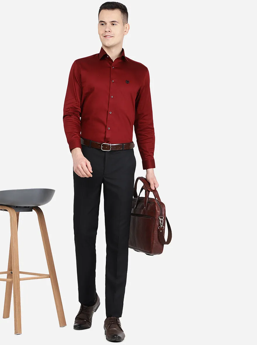 Black Solid Slim Fit Formal Trouser | Greenfibre