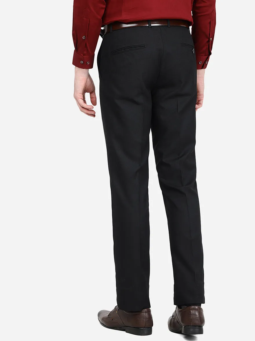 Black Solid Slim Fit Formal Trouser | Greenfibre