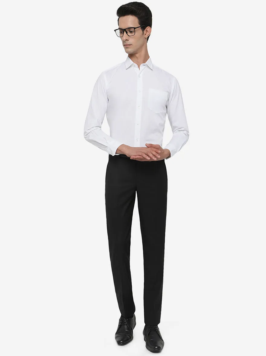 Black Solid Slim Fit Formal Trouser | Metal