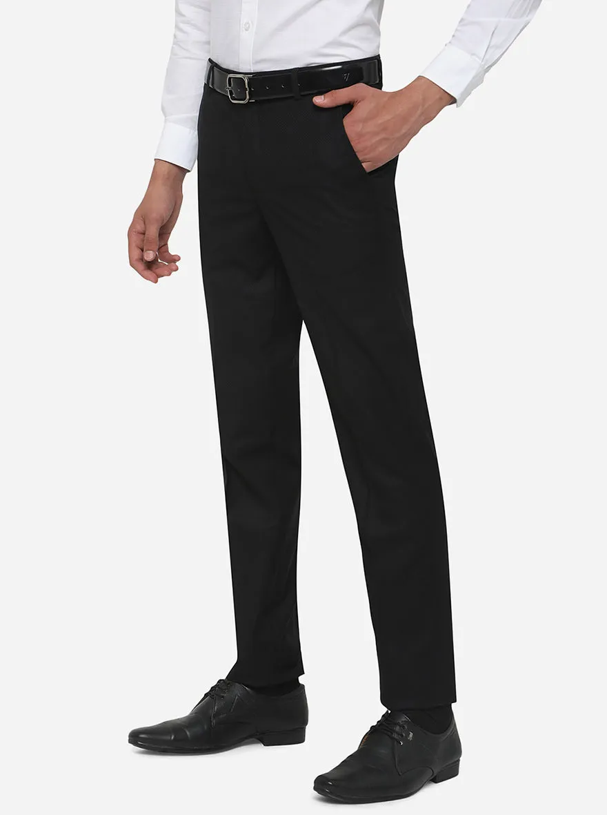 Black Solid Slim Fit Formal Trouser | Metal