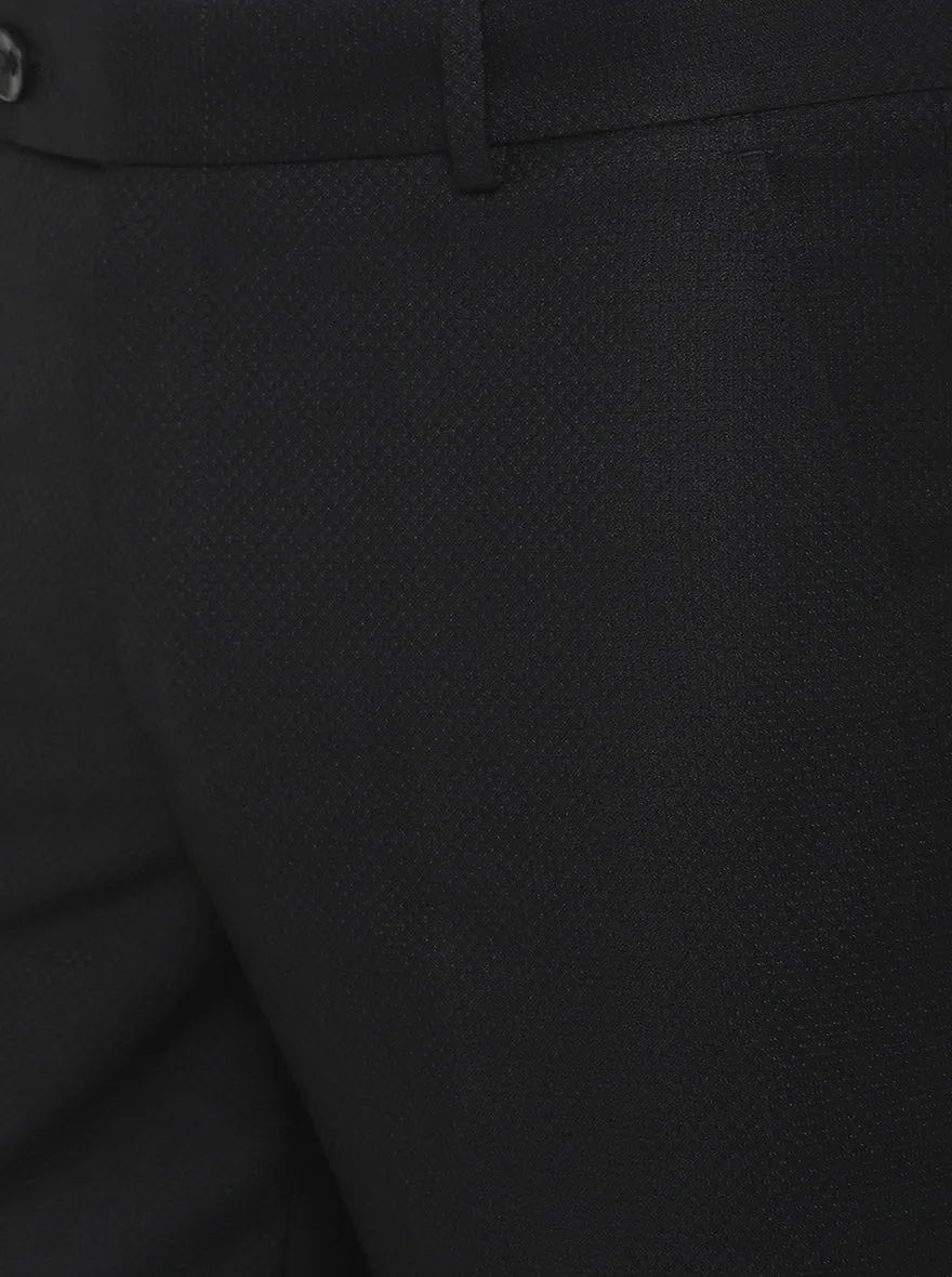 Black Solid Slim Fit Formal Trouser | Metal