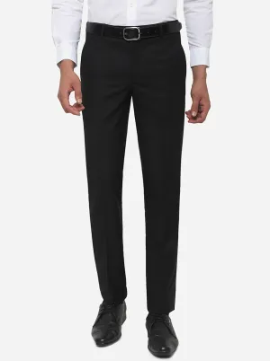 Black Solid Slim Fit Formal Trouser | Metal