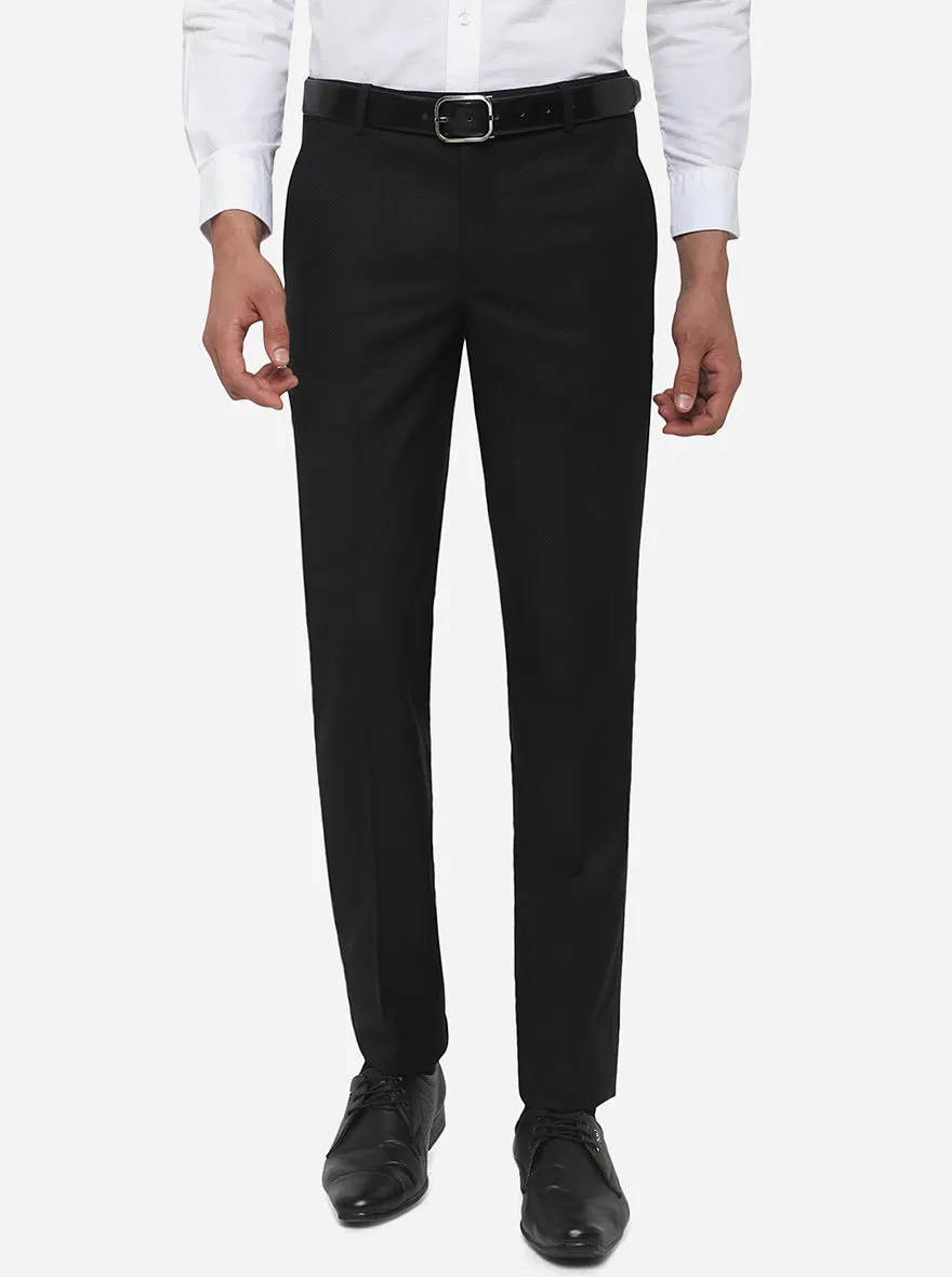 Black Solid Slim Fit Formal Trouser | Metal