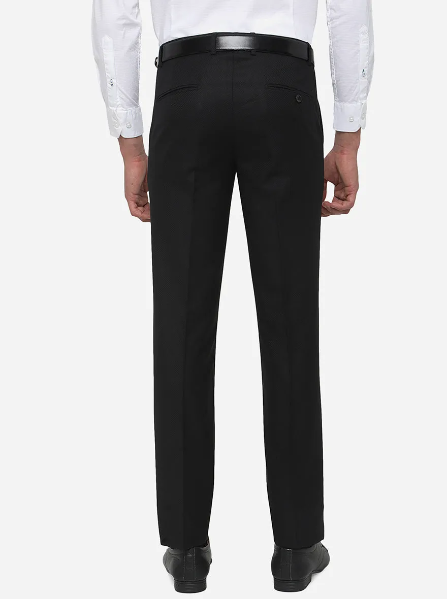 Black Solid Slim Fit Formal Trouser | Metal