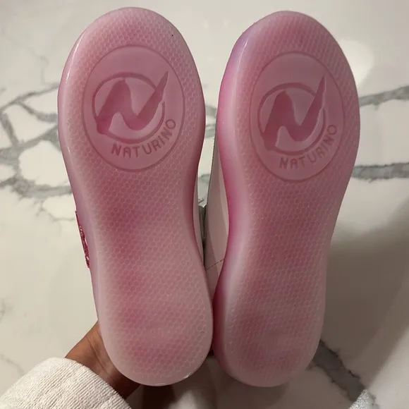 Brand new naturino pink/ white girls sneakers with bandana print size 30.