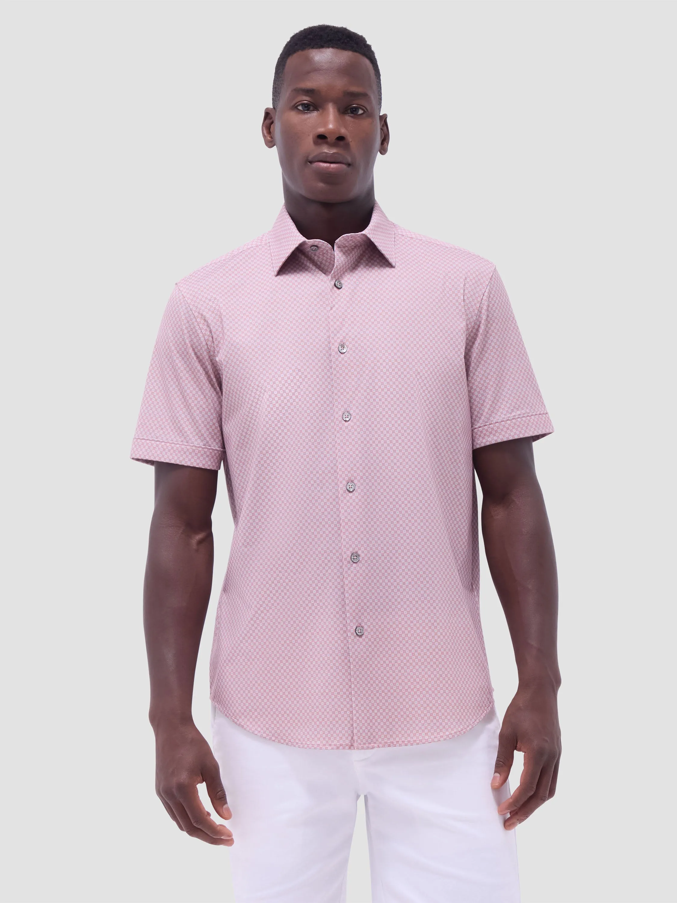 Bugatchi Miles OoohCotton Short-Sleeve Shirt - Jaffa