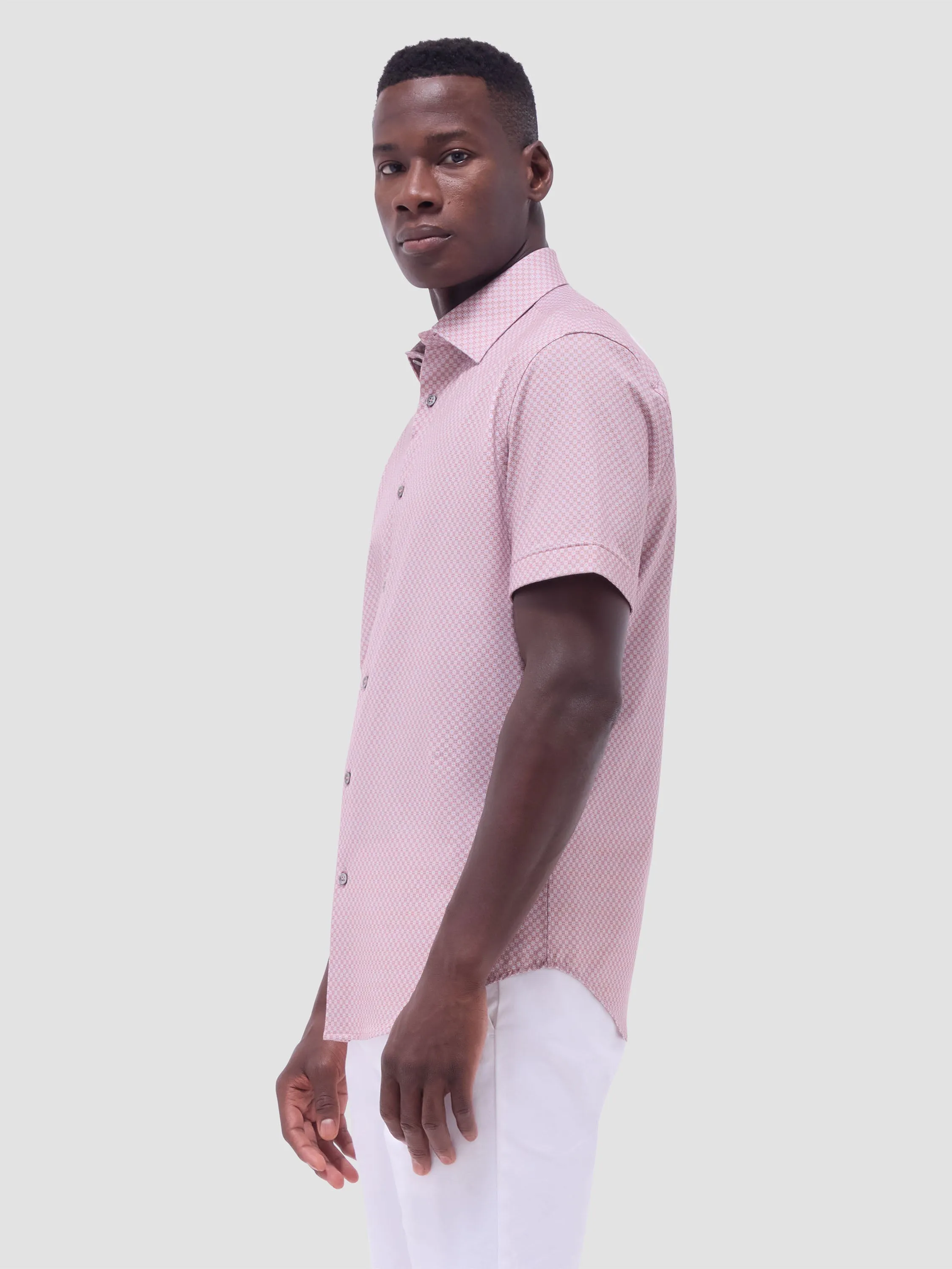Bugatchi Miles OoohCotton Short-Sleeve Shirt - Jaffa