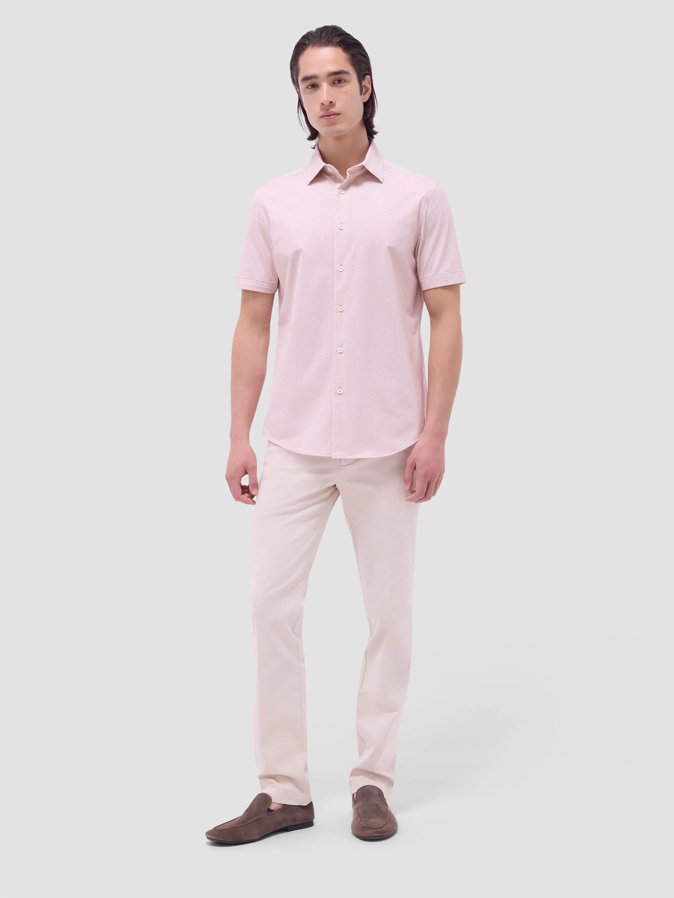 Bugatchi Miles OoohCotton Short-Sleeve Shirt - Papaya