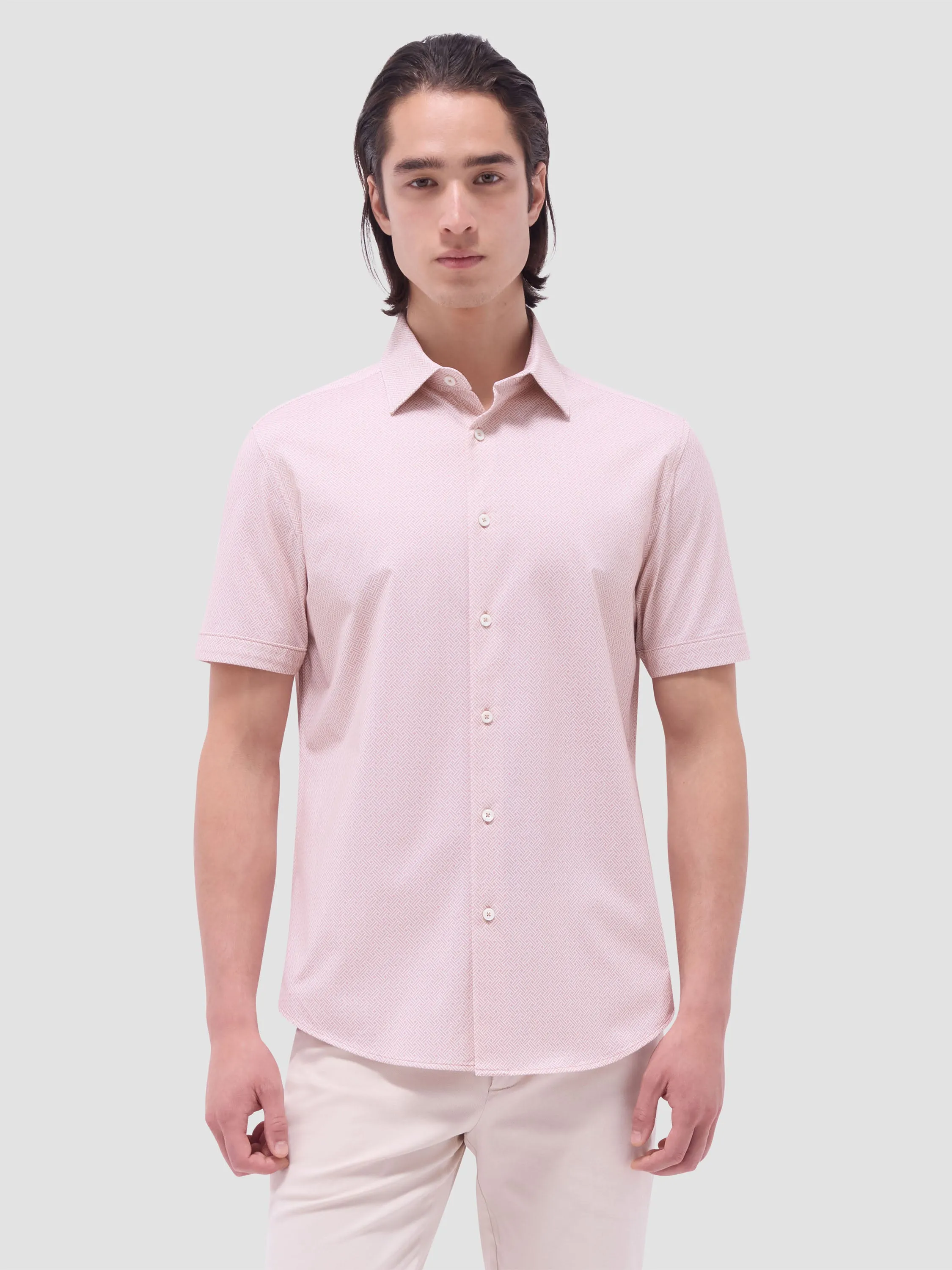 Bugatchi Miles OoohCotton Short-Sleeve Shirt - Papaya