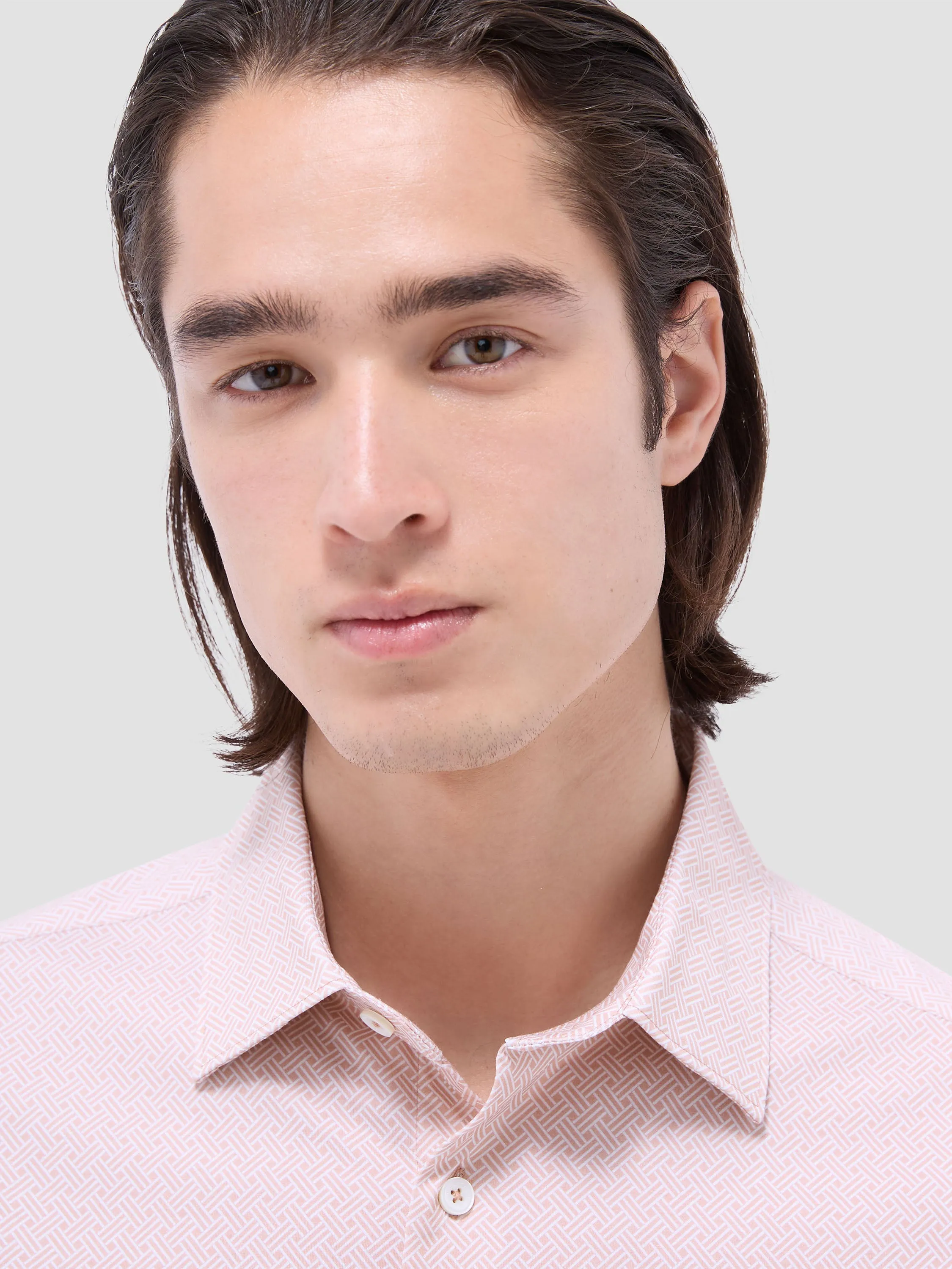 Bugatchi Miles OoohCotton Short-Sleeve Shirt - Papaya