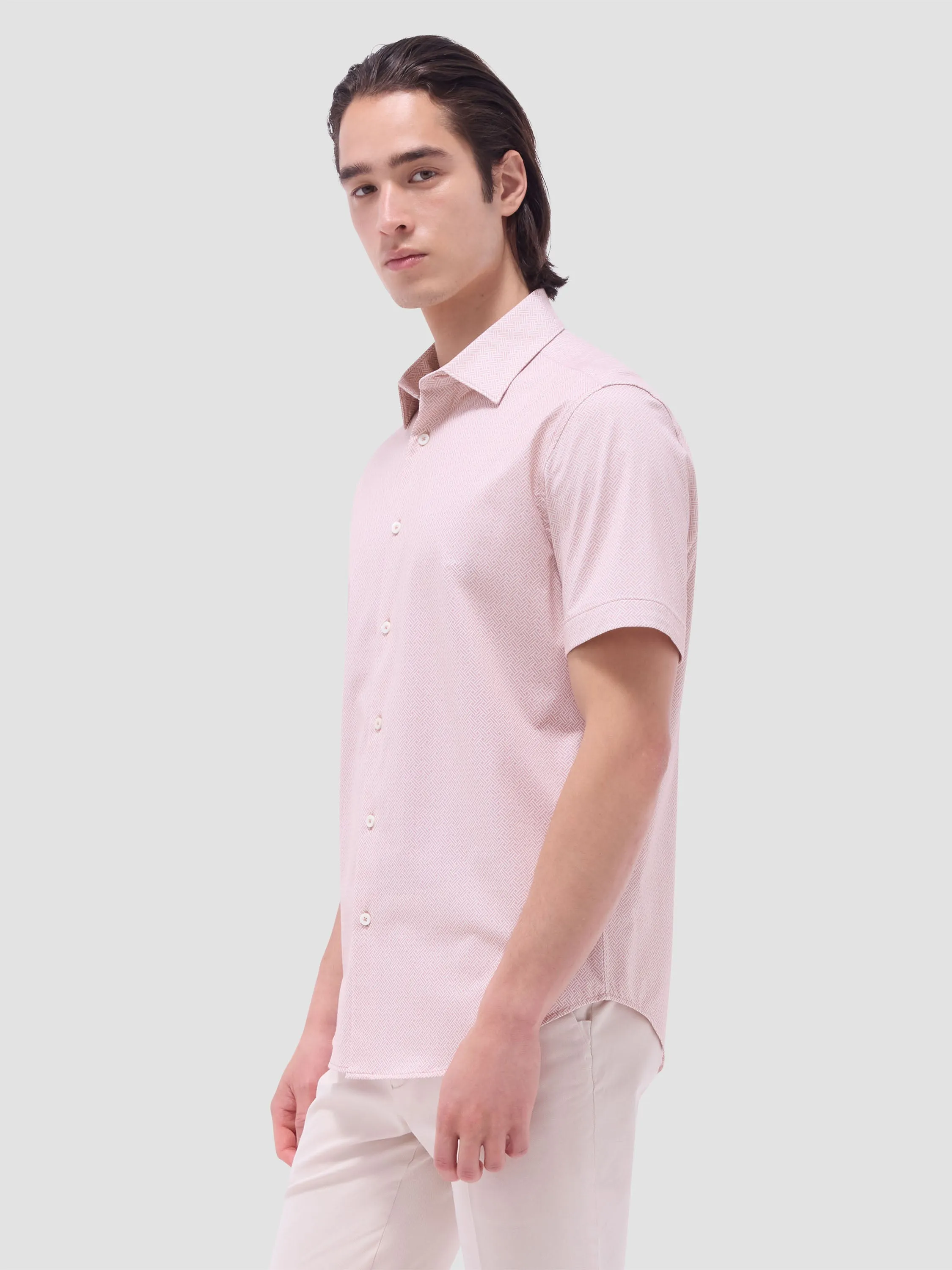 Bugatchi Miles OoohCotton Short-Sleeve Shirt - Papaya