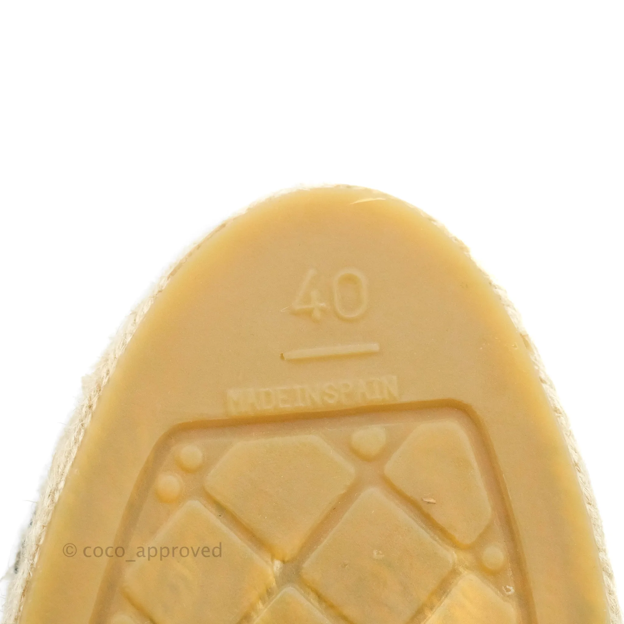 Chanel Quilted CC Espadrilles Ivory Black Lambskin Size 40
