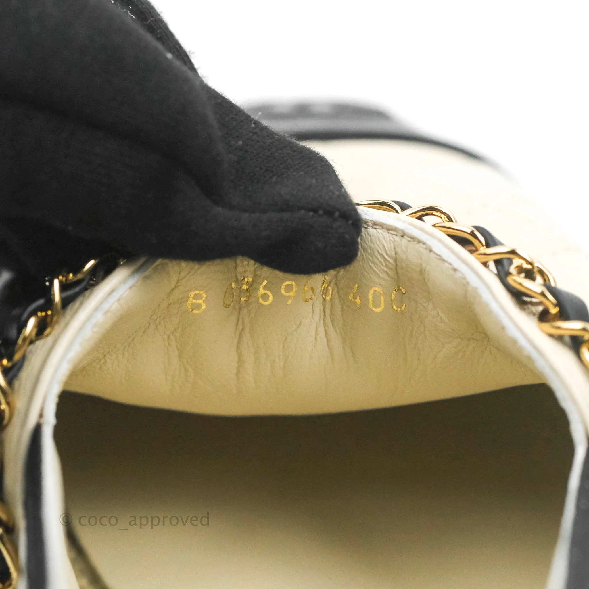 Chanel Quilted CC Espadrilles Ivory Black Lambskin Size 40