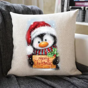 Christmas Themed Linen Pillowcase