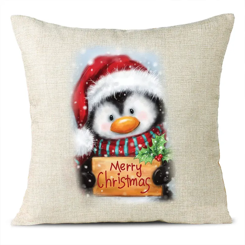 Christmas Themed Linen Pillowcase