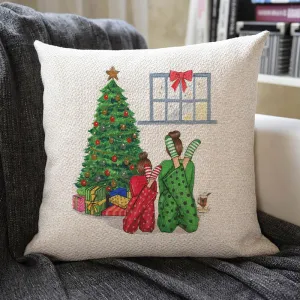 Christmas Themed Linen Pillowcase