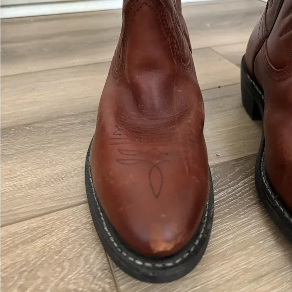 Cowboy Western Leather Brown Boots Men’s Size 8 1/2 E3