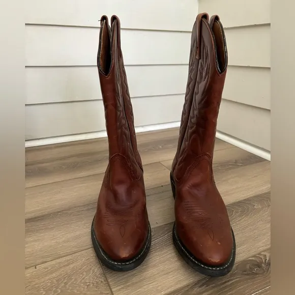 Cowboy Western Leather Brown Boots Men’s Size 8 1/2 E3