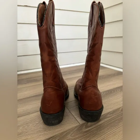 Cowboy Western Leather Brown Boots Men’s Size 8 1/2 E3