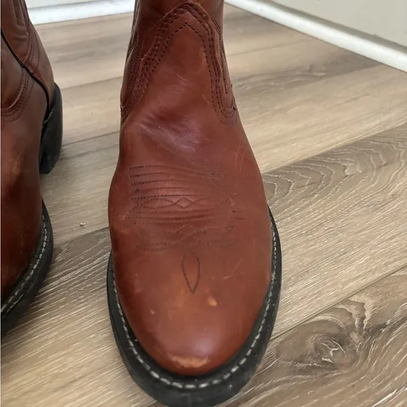 Cowboy Western Leather Brown Boots Men’s Size 8 1/2 E3