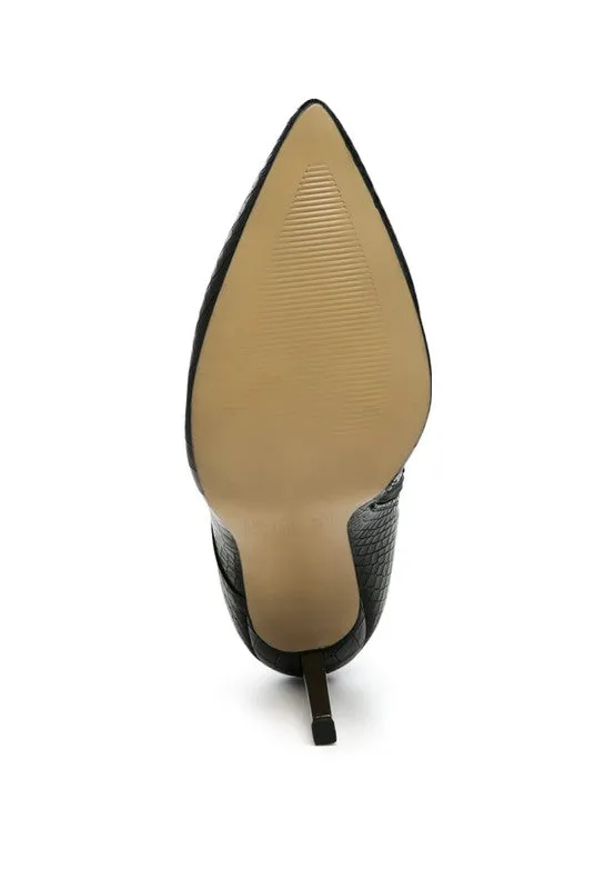 Croc Lace Up Stiletto Boots