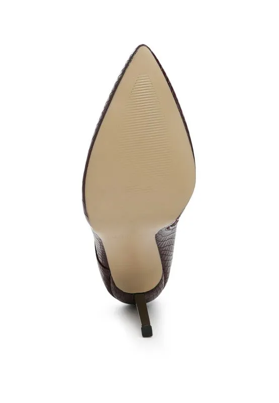 Croc Lace Up Stiletto Boots