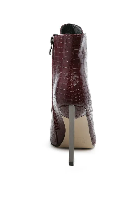 Croc Lace Up Stiletto Boots