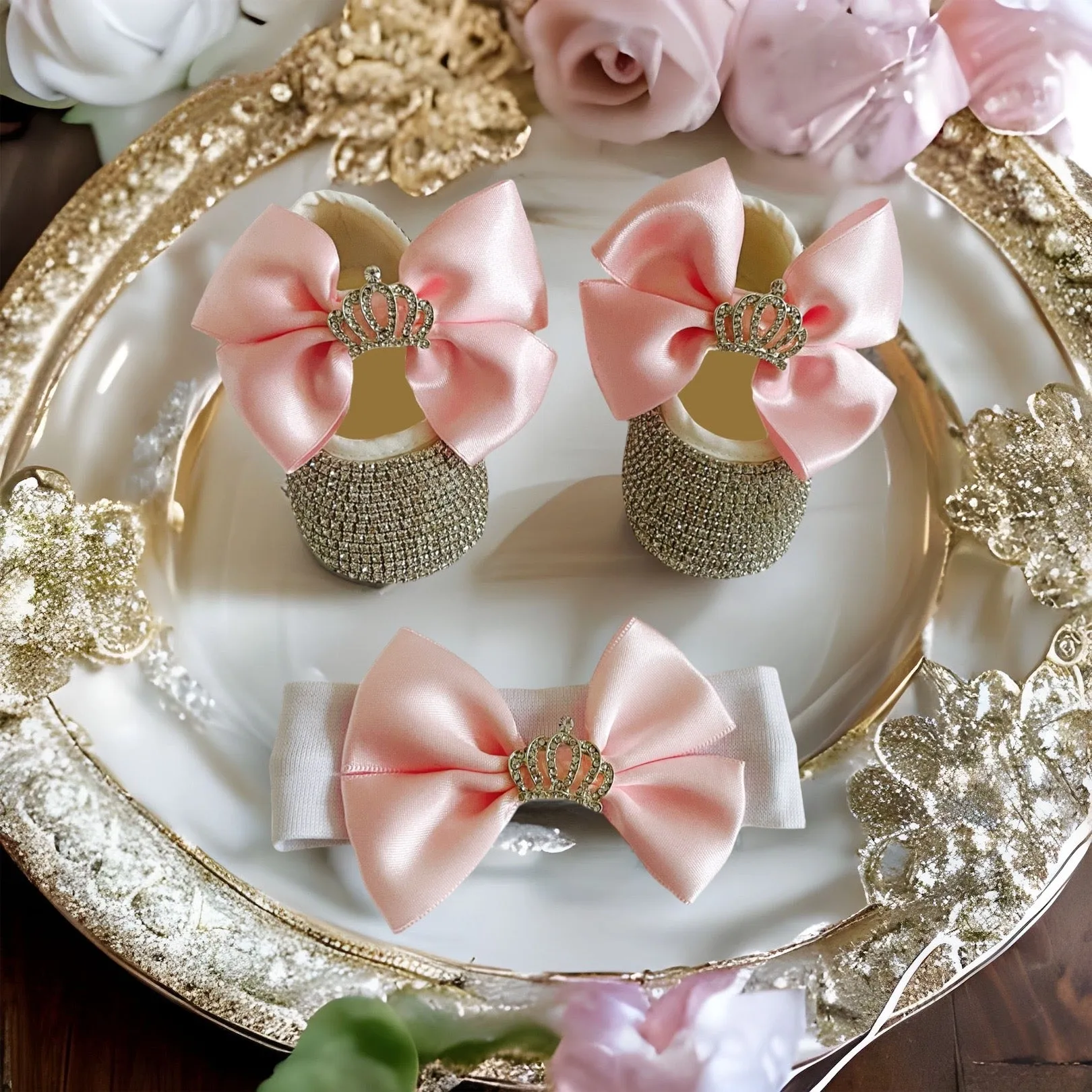 Crown Baby Shoes and Headband Set