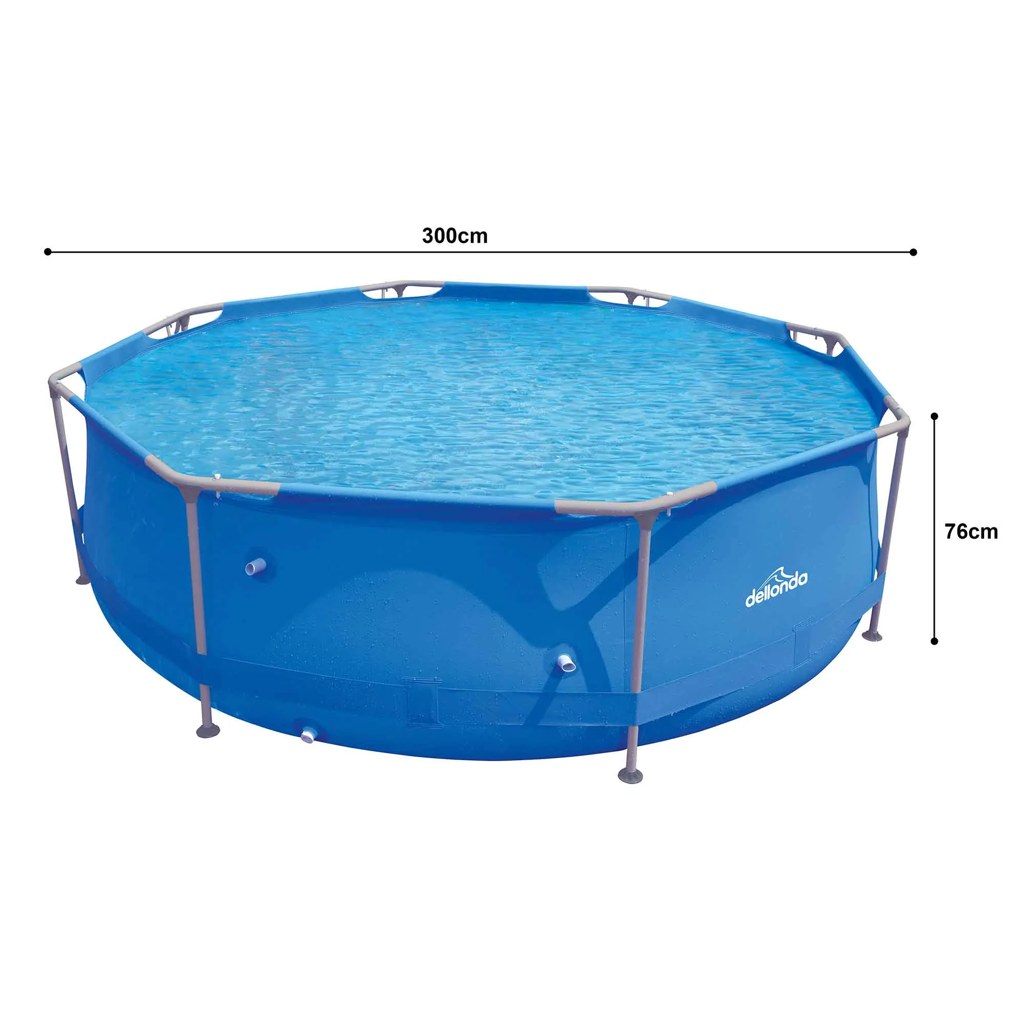 Dellonda 10ft Steel Frame Swimming Pool Round with Filter Pump, Blue - DL19