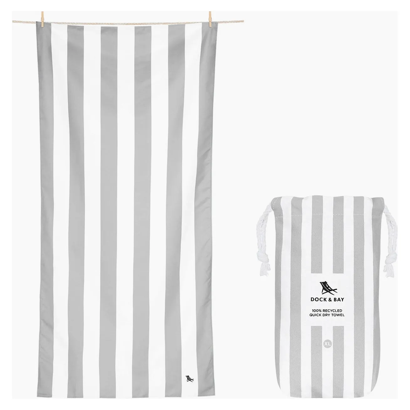 Dock & Bay Quick Dry Beach Towels- Goa Grey Stripe